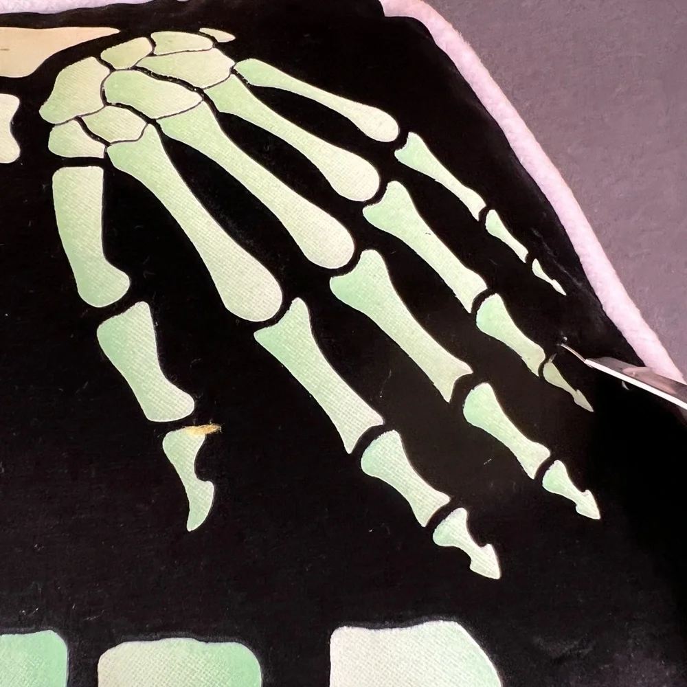 Halloween Glow in the Dark Coffin Throw Pillow Enter if you Dare Skeleton Hands